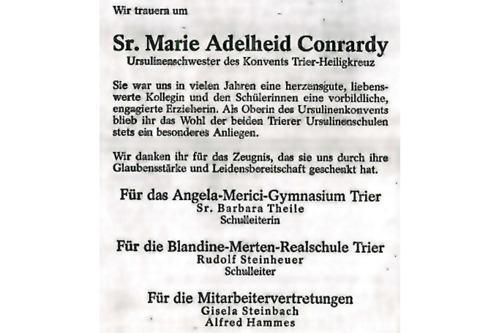 Sr. Marie Adelheid Conrardy