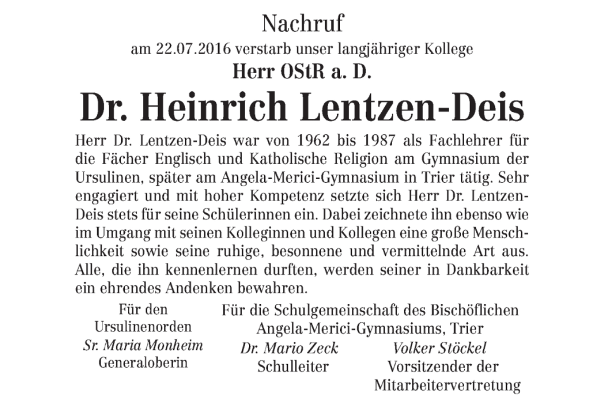 Dr. Heinrich Lentzen-Deis